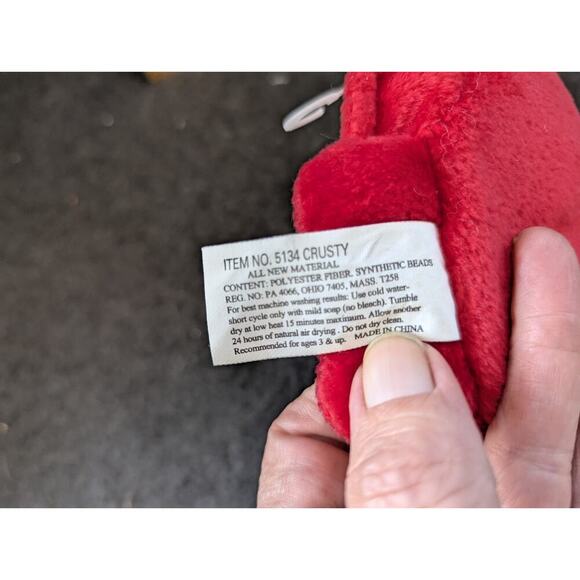 24K BEANIE BOPPERS "CRUSTY THE CRAB" 1997 PLUSH SPECIAL EFFECTS STUFFED ANIMAL - Picture 5 of 7